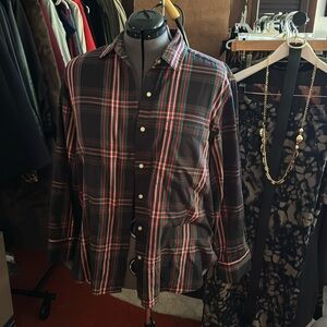 Free Assembly XL plaid, red, black & green long sleeve button down top